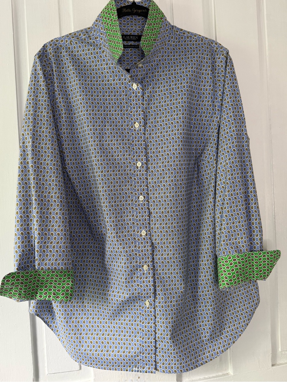 Lauren Ralph Lauren Paisley Stretch Non-Iron Button Down Shirt - 2X